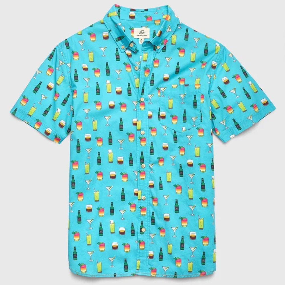Surfside Supply Joey Printed Cocktail Shirt in Blue Curaçao